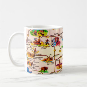 Tasse avec une carte vintage du Dakota du Sud