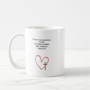 Tasse avec verset biblique chrétien Psaume 51:10