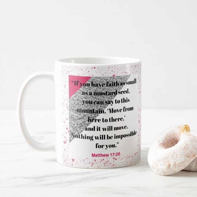 Tasse avec verset biblique sur la foi comme une gr (Avec donut)