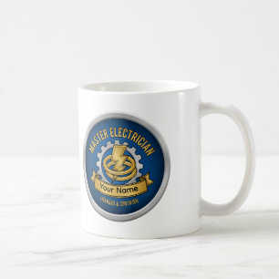 Tasse Badge Professionnel Électricien Maître Perso