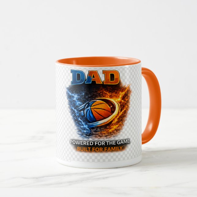 Tasse Basketball Papa - Chargé pour le Match, Moti (Devant droit)