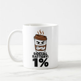 Tasse Batterie Sociale 1% Cadeau Drôle pour Introv