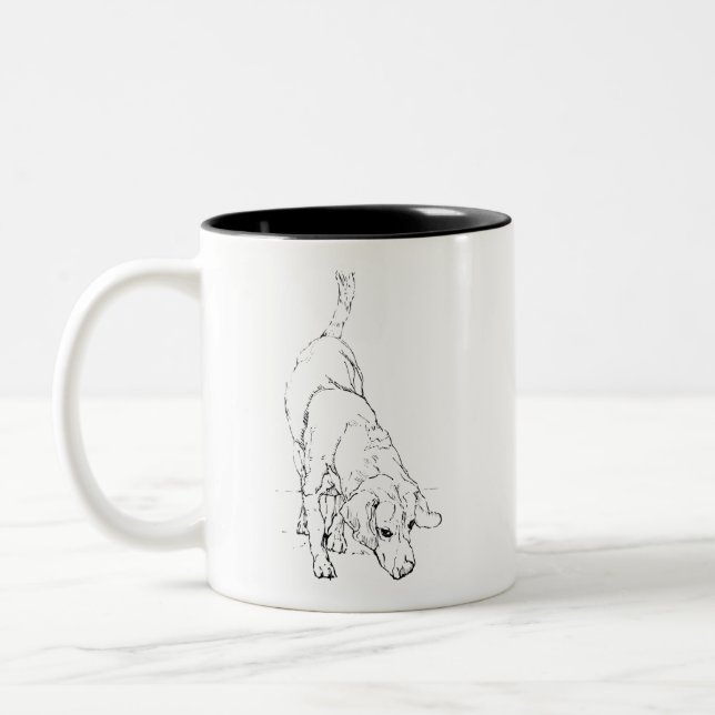 Tasse Beagle – Mug à café avec chien en encre dess (Gauche)