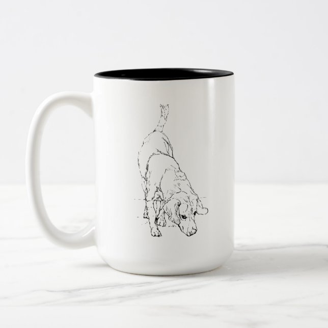 Tasse Beagle – Mug à café avec chien en encre dess (Gauche)