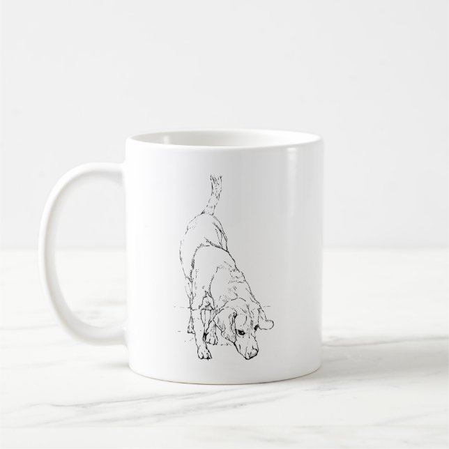 Tasse Beagle – Mug à café avec chien en encre dess (Gauche)