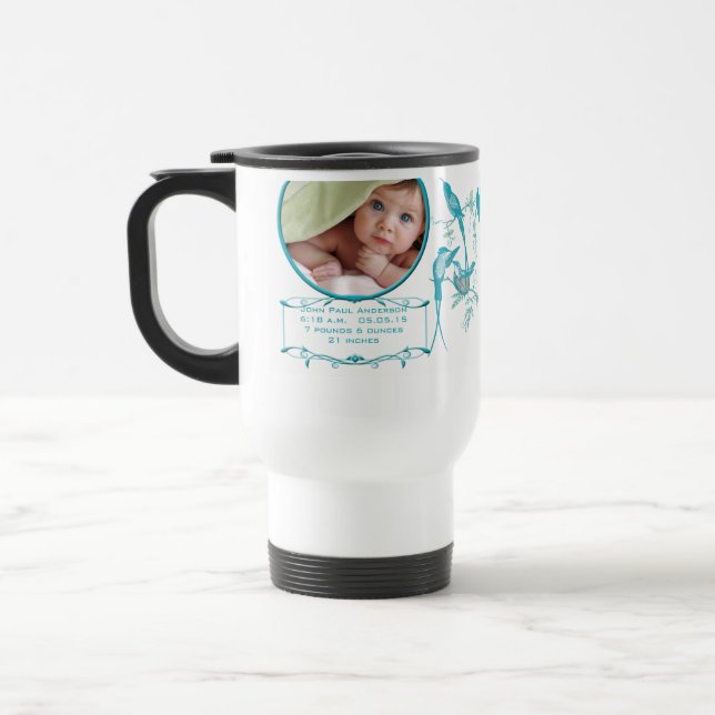 Tasse bébé avec photo bébé Stats de naissance impo (Gauche)