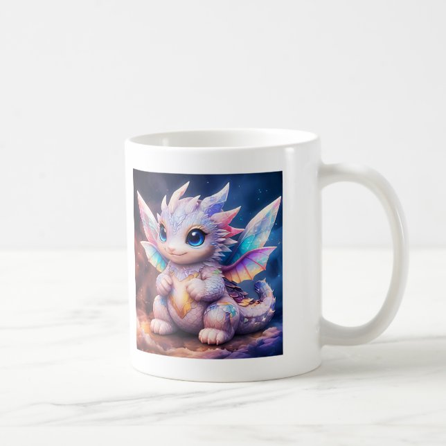 Tasse bébé dragon aux ailes de fée blanches (Droite)