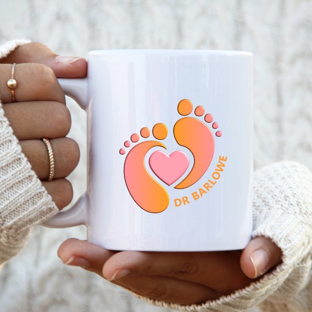 Tasse bébé pieds orange rose coeur (Créateur téléchargé)