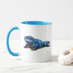 Tasse bicolore au lézard Iguane Bleu Vibrant