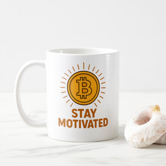 Tasse Bitcoin « Restez Motivé » (Avec donut)