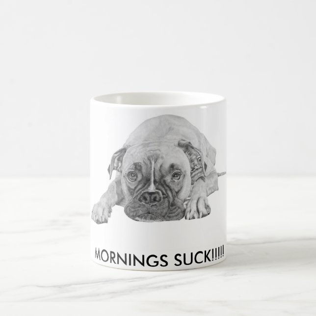 Tasse blanche avec l'image de chien de boxeur (Centre)