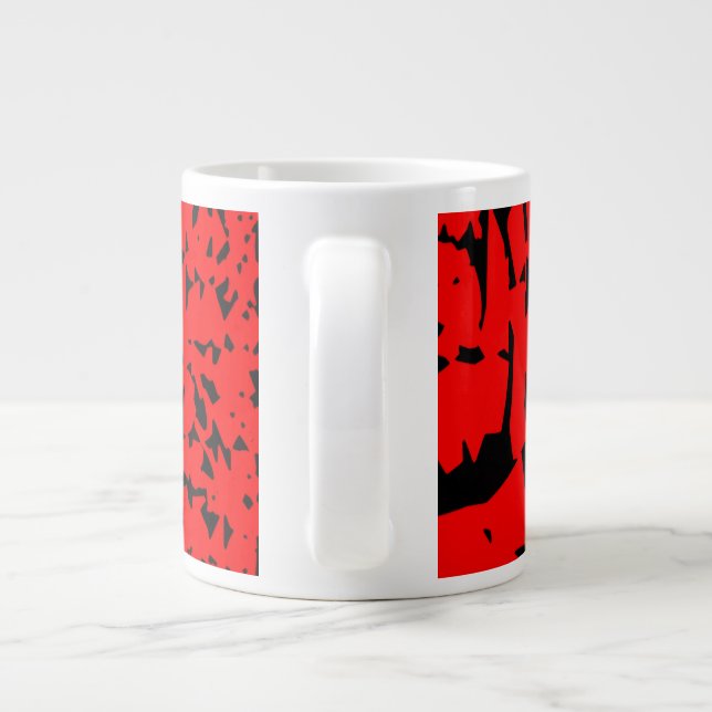 Tasse blanche avec motif rouge fait main (Dos)