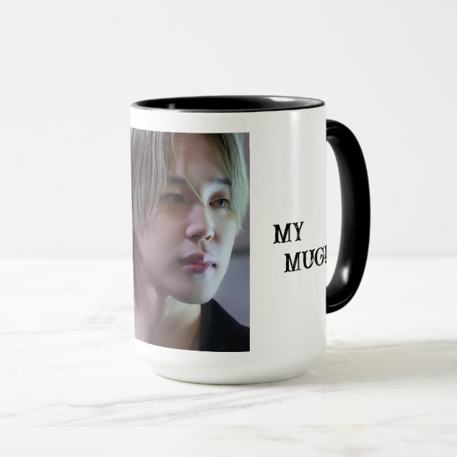 Tasse blanche avec photo de Jimin (Devant droit)