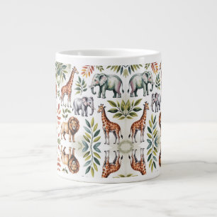 Tasse blanche avec un animal de jungle vibrant