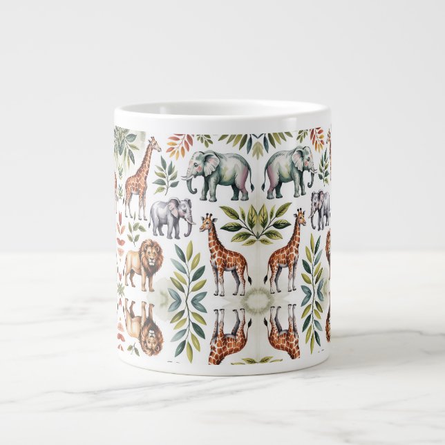 Tasse blanche avec un animal de jungle vibrant  (Devant)