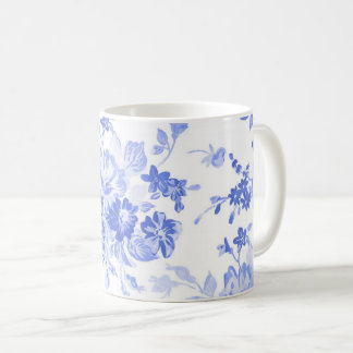tasse blanche bleue de pays de porcelaine vintage