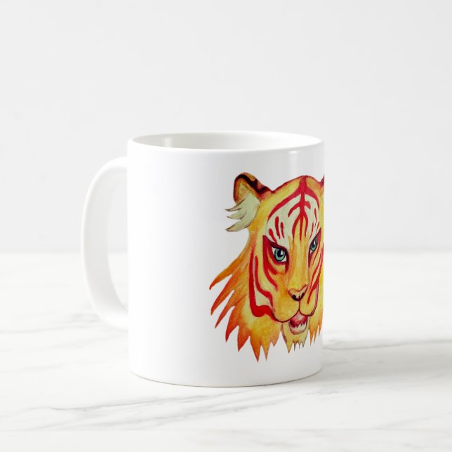 Tasse blanche classique 325 ml avec dessin du visa (Devant gauche)