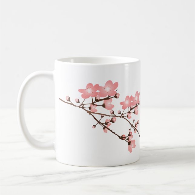 Tasse blanche classique de fleurs de cerisier (Gauche)