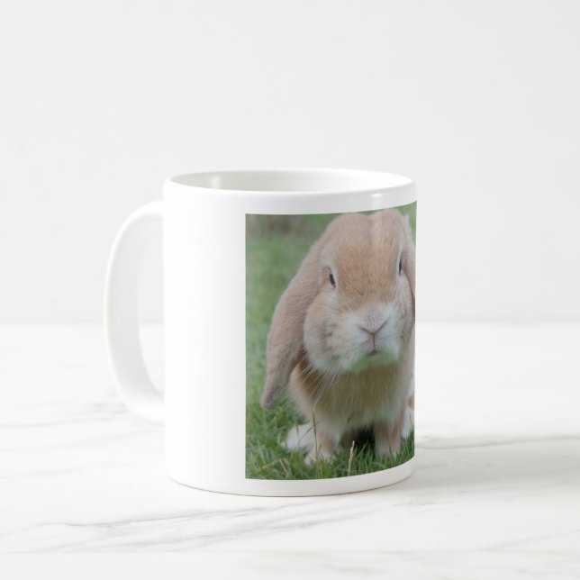 Tasse blanche classique de lapin potelé (Devant gauche)