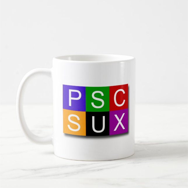 Tasse blanche classique de PSC SUX (Gauche)
