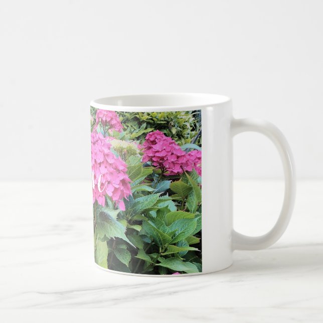Tasse blanche classique photo de fleurs roses (Droite)