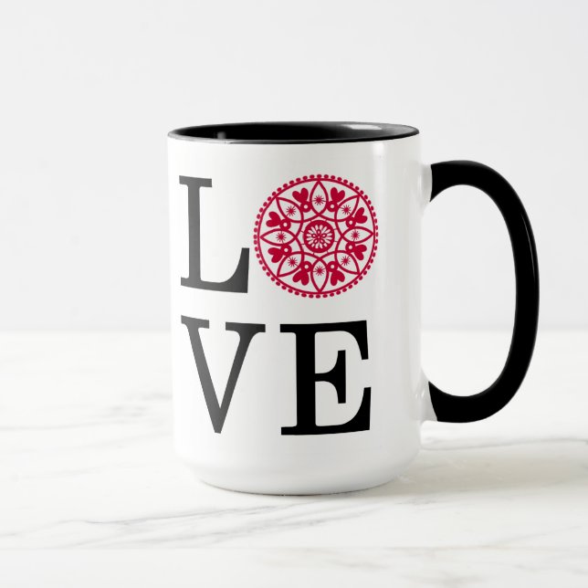 Tasse blanche d'AMOUR et noire rouge (Droite)