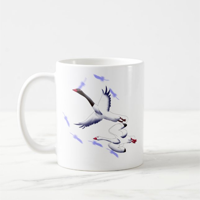 Tasse blanche de 11 oz avec l'art de l'oiseau de f (Gauche)