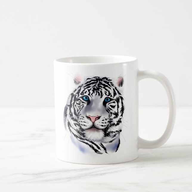 Tasse blanche de visage de tigre (Droite)