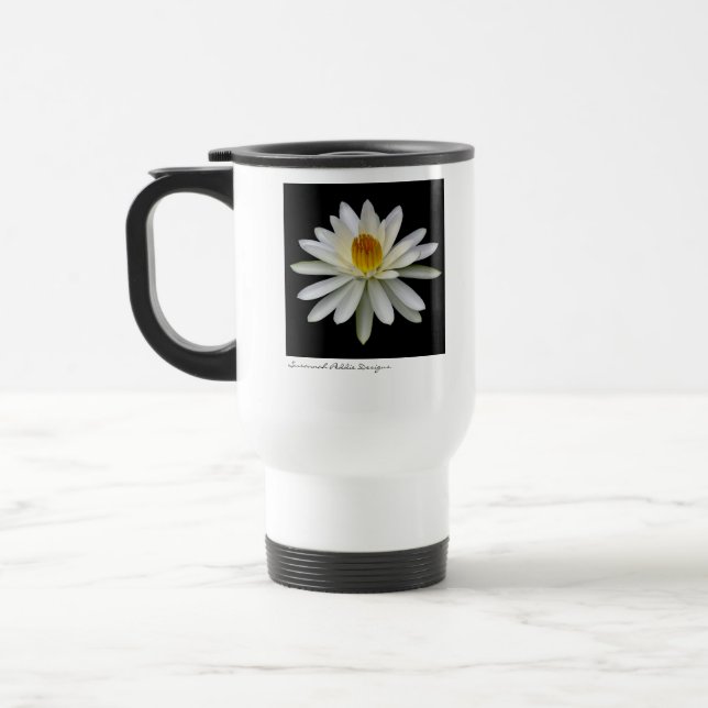 Tasse blanche de voyage de nénuphar (Gauche)