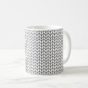 Tasse blanche en tricot à ligne noire