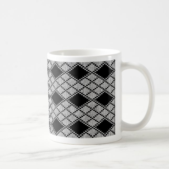 Tasse blanche en tricot ARGYLE NOIR  (Droite)