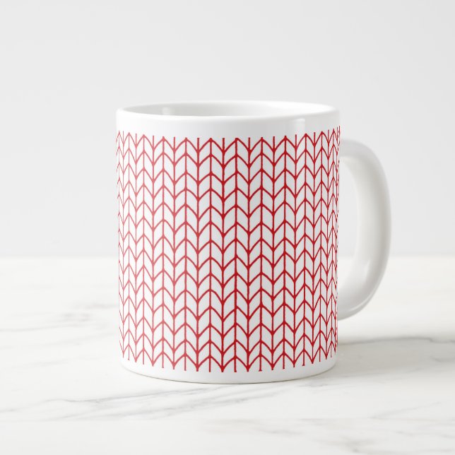 Tasse blanche grande RED LINE KNIT (Devant droit)
