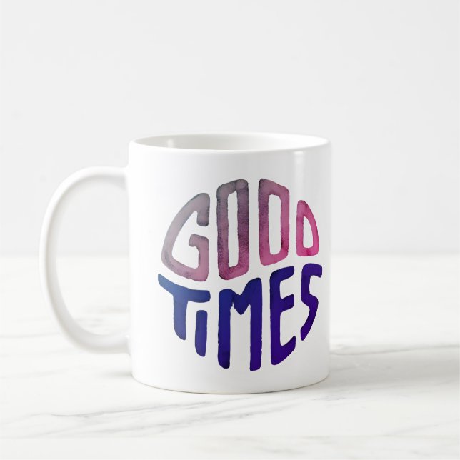 tasse blanche imprimée avec bonté. (Gauche)