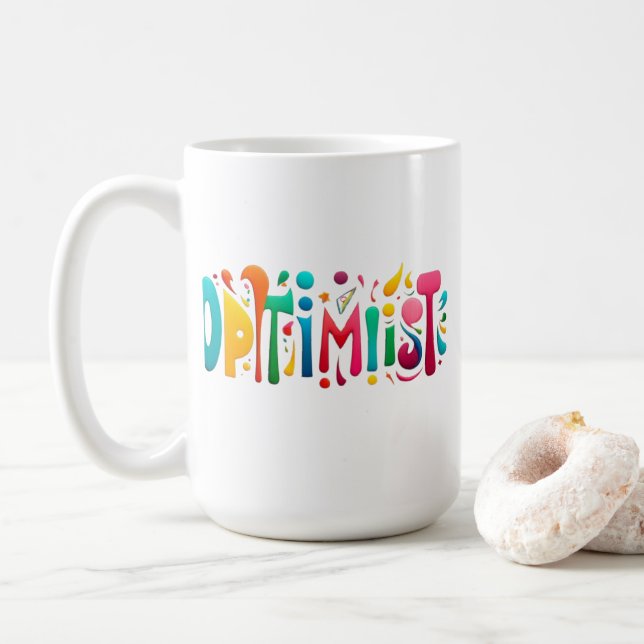 Tasse blanche optimiste – Design motivant coloré (Avec donut)