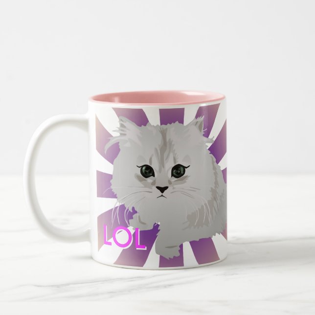 Tasse blanche pelucheuse de chat (Gauche)