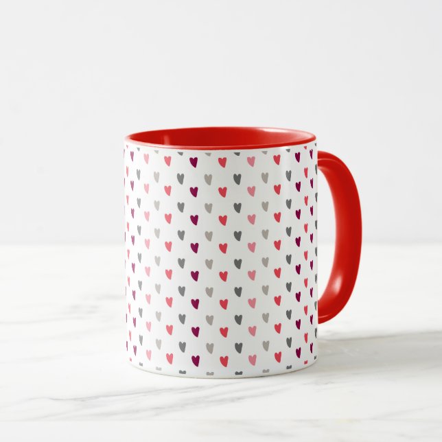 Tasse blanche – Petits cœurs mélangés (Devant droit)