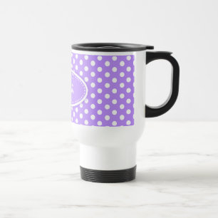 Tasse blanche pourpre de voyage de point de polka