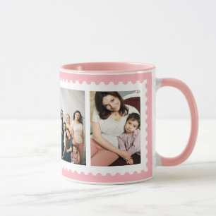 Tasse blanche rose de photo de famille du cadre 4