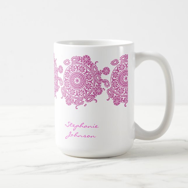 Tasse blanche/rose d'ornement élégant (Droite)