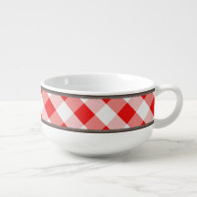 Tasse blanche rouge de soupe au guingan 24oz de