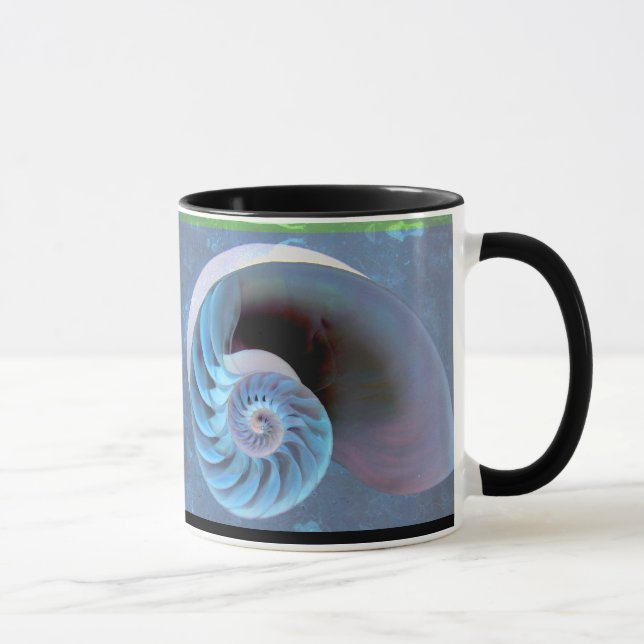 Tasse bleu-vert de spirale de Nautilus (Droite)