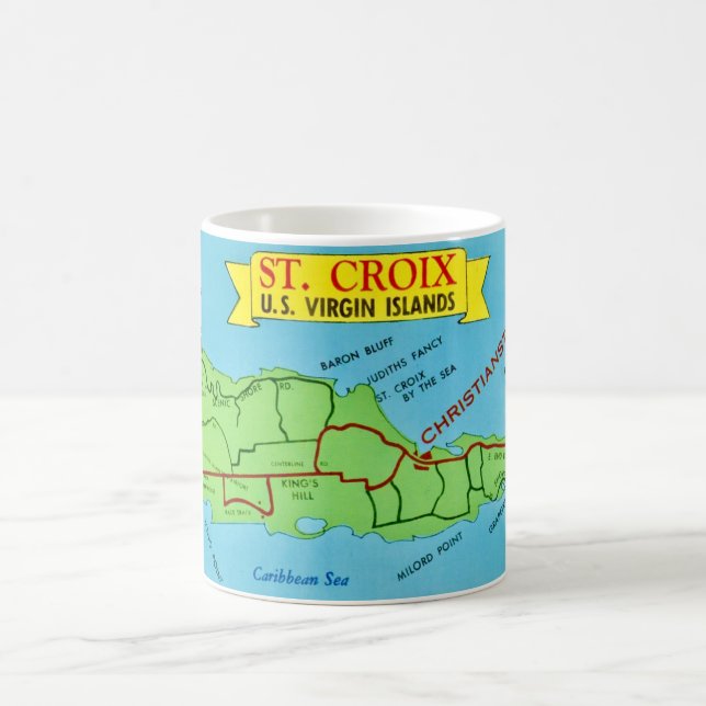 Tasse bleue avec carte postale de St Croix (Centre)