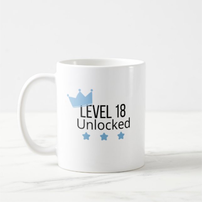 Tasse bleue d'anniversaire Niveau 18 débloqué  (Gauche)