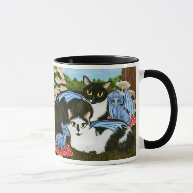 Tasse bleue d'art d'imaginaire de champignons de (Droite)
