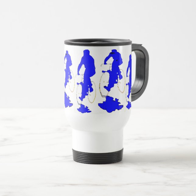 Tasse bleue de bicyclette de Hoody (Devant droit)