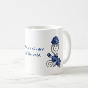 Tasse bleue de cadeau de sentiment de roses