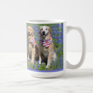 Tasse bleue de capot de chiens d'arrêt d'or