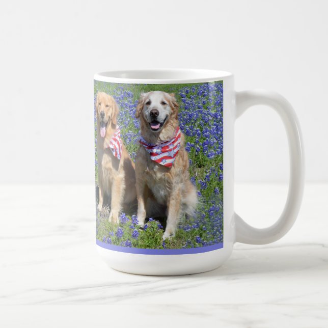 Tasse bleue de capot de chiens d'arrêt d'or (Droite)