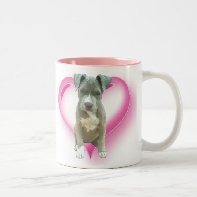 Tasse bleue de chiot de pitbull (Droit)