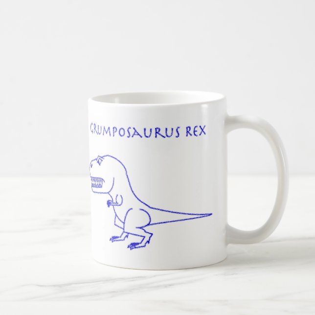 Tasse bleue de crayon de Grumposaurus Rex (Droite)